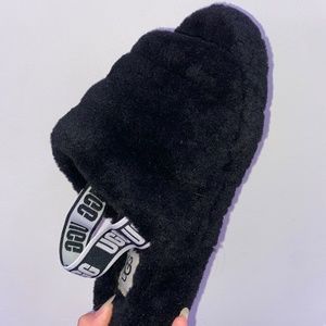 Ugg Fluff Yeah slides black womens 6